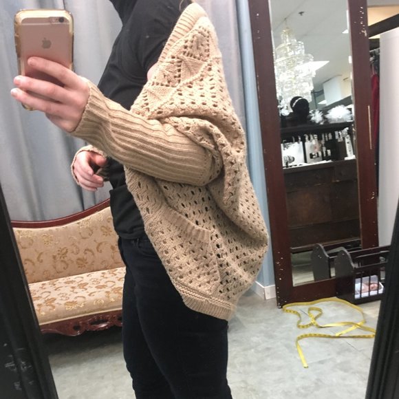 Dolman Batwing Sleeve Crochet & Knit Cardigan NWOT - Picture 9 of 16